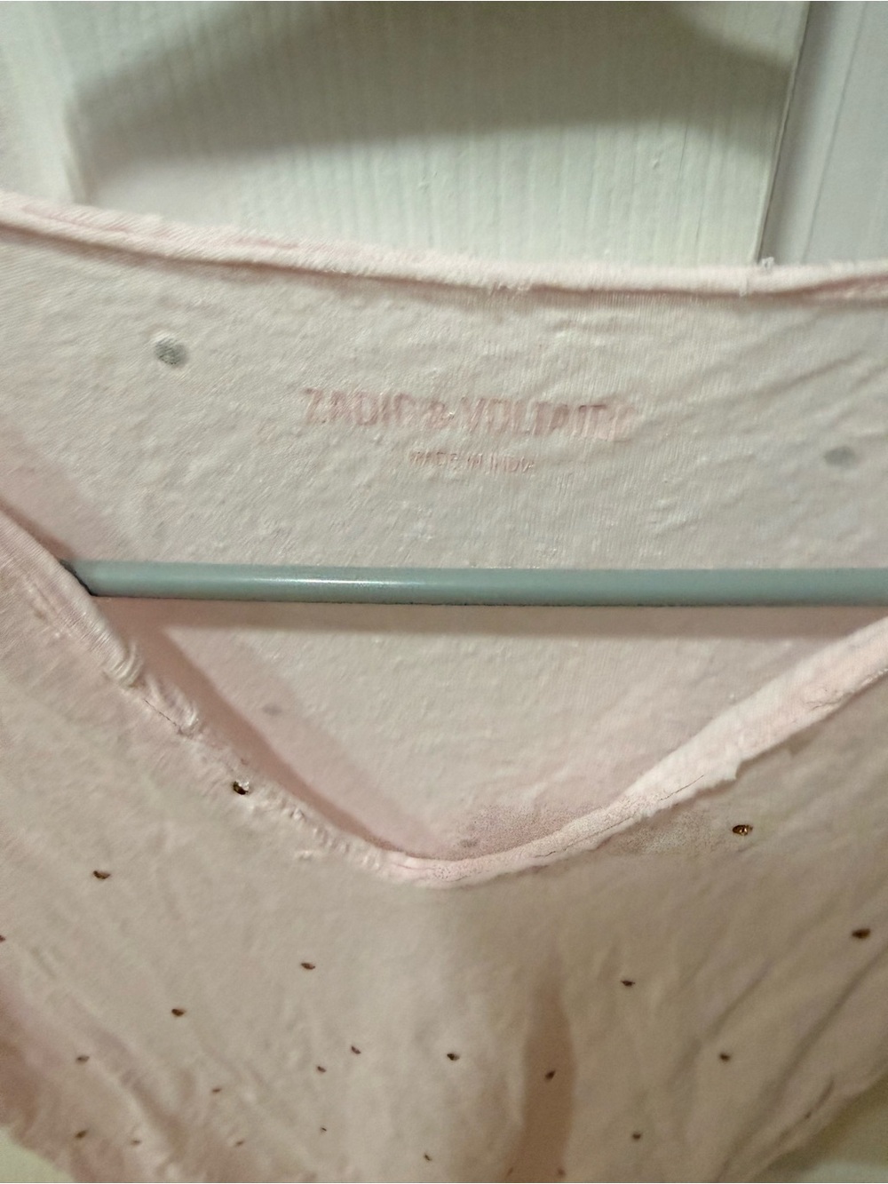 Zadig & Voltaire Light Pink Studded Short Sleeve Tee - Picture 3 of 3